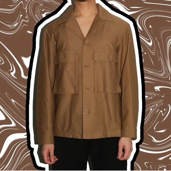 UNIQLO U x CHRISTOPHE LEMAIRE Unisex Jersey Shirt Jacket w/ Front Pockets Size L - Picture 3 of 15